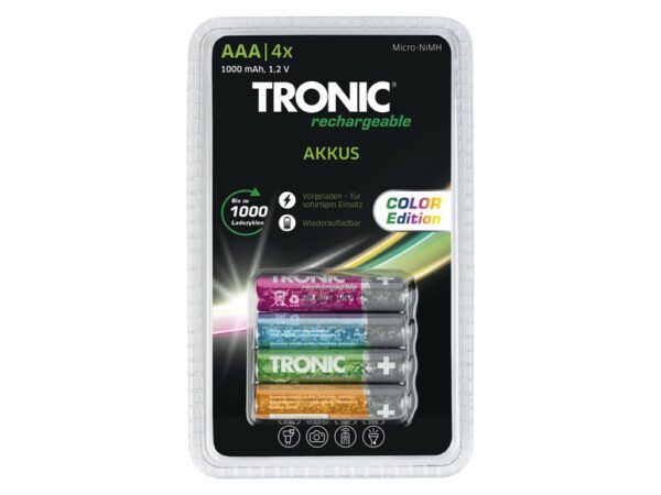 TRONIC® Nabíjecí baterie Ni-MH Ready 2 Use Color (AAA – mikrotužková)